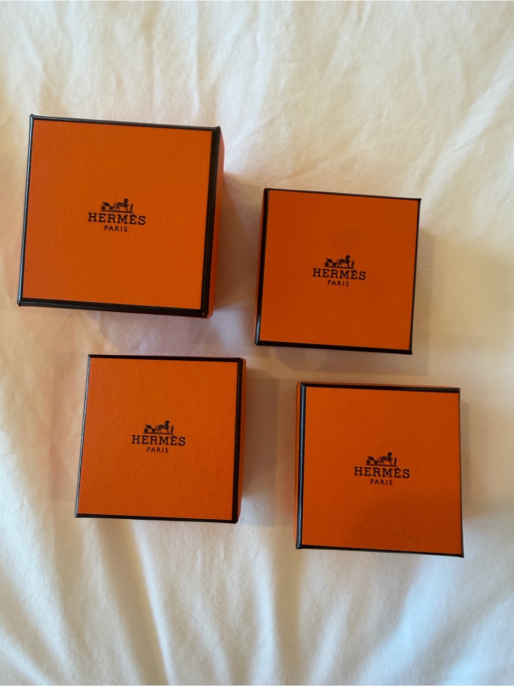 4 Authentic Hermès Jewelry Gift Boxes | 2 Sizes | Ribbon Included
